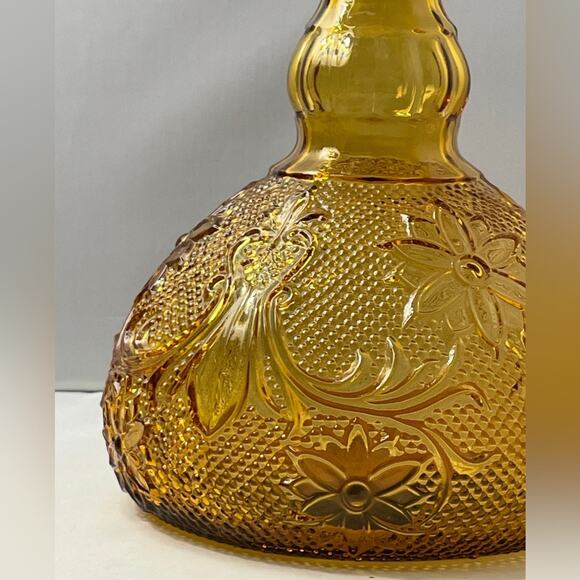 6pc Vintage Tiara Amber Decanter‎ & Wine Glass Set - Picture 4 of 15